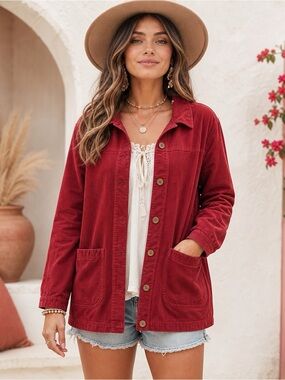 Sanctuary Burgundy Tencel Linen Utility Jacket